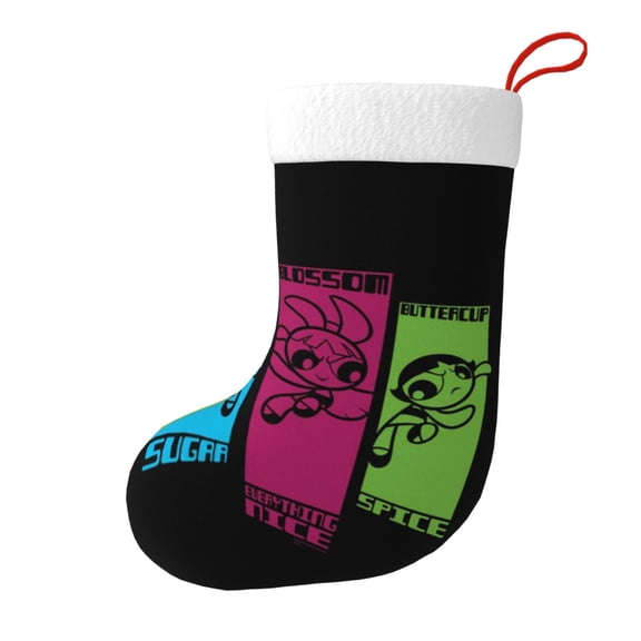 The Powerpuff Girls Christmas Stocking 17.7" Classic Xmas Stockings For Family Holiday Fireplace Party Decorations