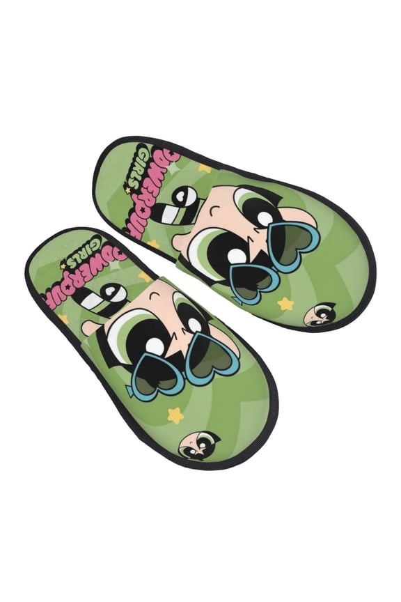 The Powerpuff Girls Furry Slippers For Men Women Fuzzy House Slippers Winter Anti-Slip Indoor And Outdoor Slip On Shoes Medium