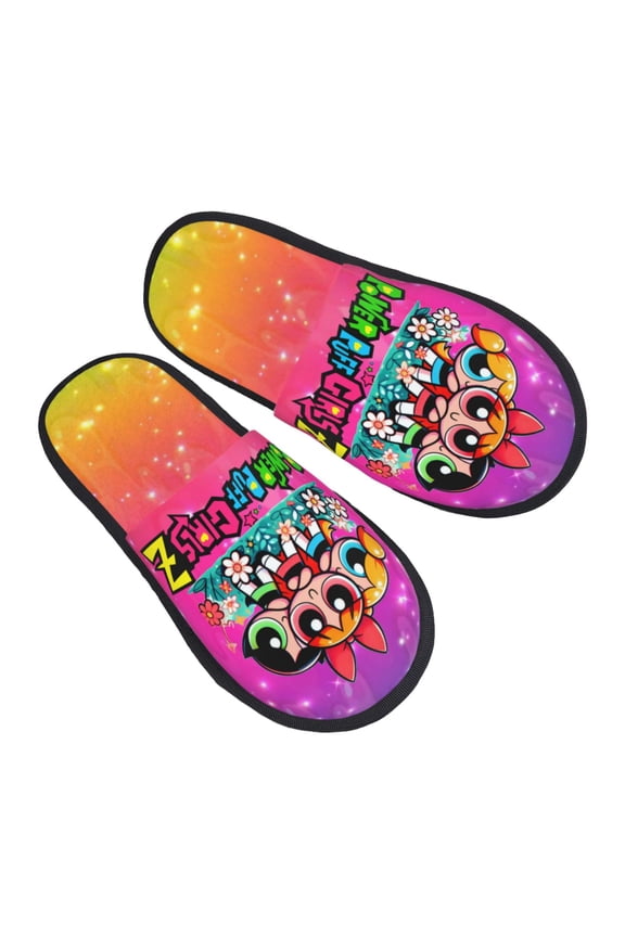 The Powerpuff Girls Furry Slippers For Men Women Fuzzy House Slippers Winter Anti-Slip Indoor And Outdoor Slip On Shoes Medium