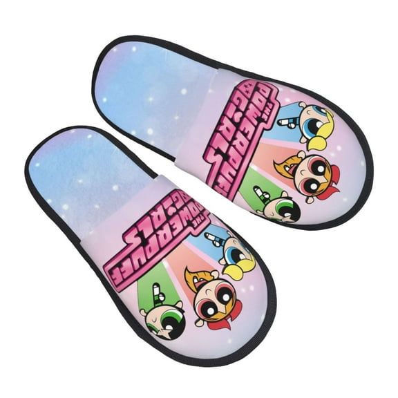 The Powerpuff Girls Furry Slippers For Men Women Fuzzy House Slippers Winter Anti-Slip Indoor And Outdoor Slip On Shoes Medium