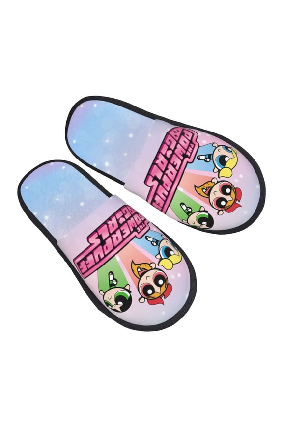 The Powerpuff Girls Furry Slippers For Men Women Fuzzy House Slippers Winter Anti-Slip Indoor And Outdoor Slip On Shoes Medium