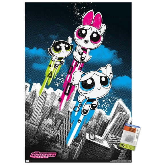 The Powerpuff Girls - Group City Wall Poster with Push Pins, 22.375" x 34"