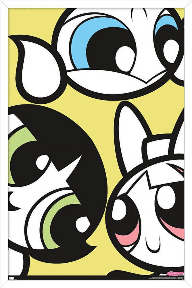 The Powerpuff Girls - Group Faces Wall Poster, 14.725" x 22.375", Framed