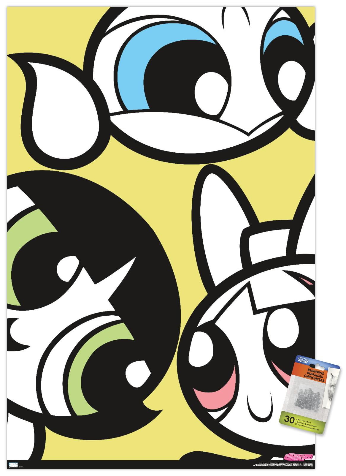 The Powerpuff Girls - Group Faces Wall Poster with Pushpins, 22.375" x 34"