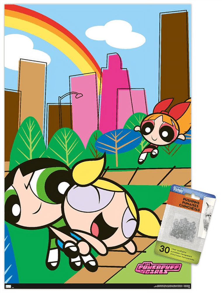 The Powerpuff Girls - Group Park Wall Poster with Pushpins, 14.725" x 22.375"