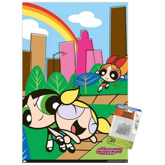 The Powerpuff Girls - Group Park Wall Poster with Pushpins, 14.725" x 22.375"