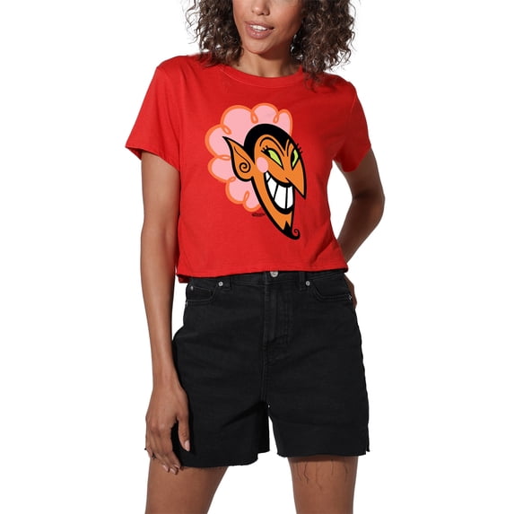 The Powerpuff Girls Him Devil Face Women's Crop Top T-Shirt, Red, Medium