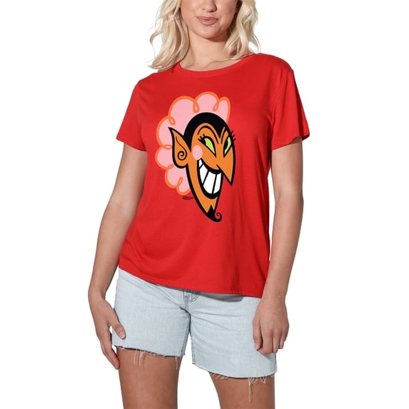 The Powerpuff Girls Him Devil Face Women's Loose T-Shirt, Red, Large