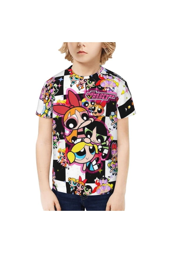 The Powerpuff Girls Kids T-Shirt 3d Printed Graphic T-Shirts Boys And Girls Short Sleeve Shirts For Youth Kids Large