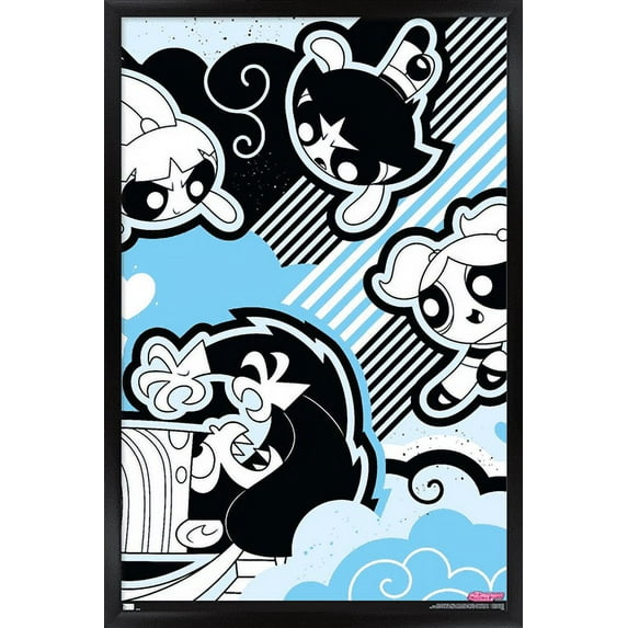 The Powerpuff Girls - Mojo Fight Wall Poster, 14.725" x 22.375", Framed