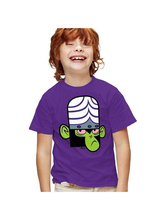 The Powerpuff Girls Mojo Jojo Face Kids T Shirt for Youth Boys and Girls, Purple, Large