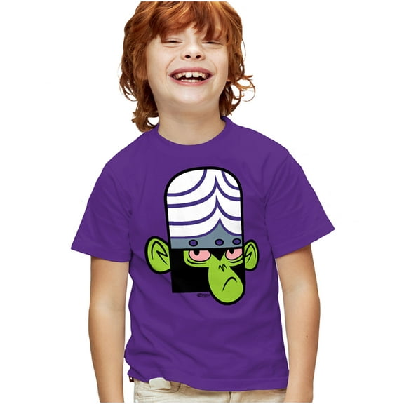 The Powerpuff Girls Mojo Jojo Face Kids T Shirt for Youth Boys and Girls, Purple, X-Large
