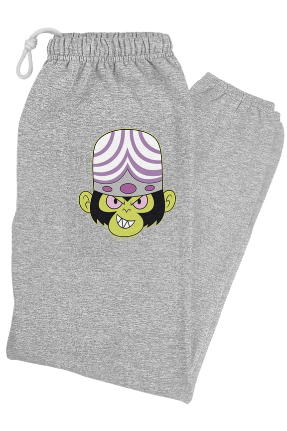 The Powerpuff Girls Mojo Jojo Head Unisex Jogger Sweatpants for Men and Women, Athletic Heather, Small