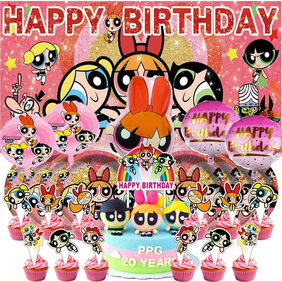 The Powerpuff Girls Party Supplies Decor Tableware Backdrop Banner Cake Topper Balloons Birthday Decorations