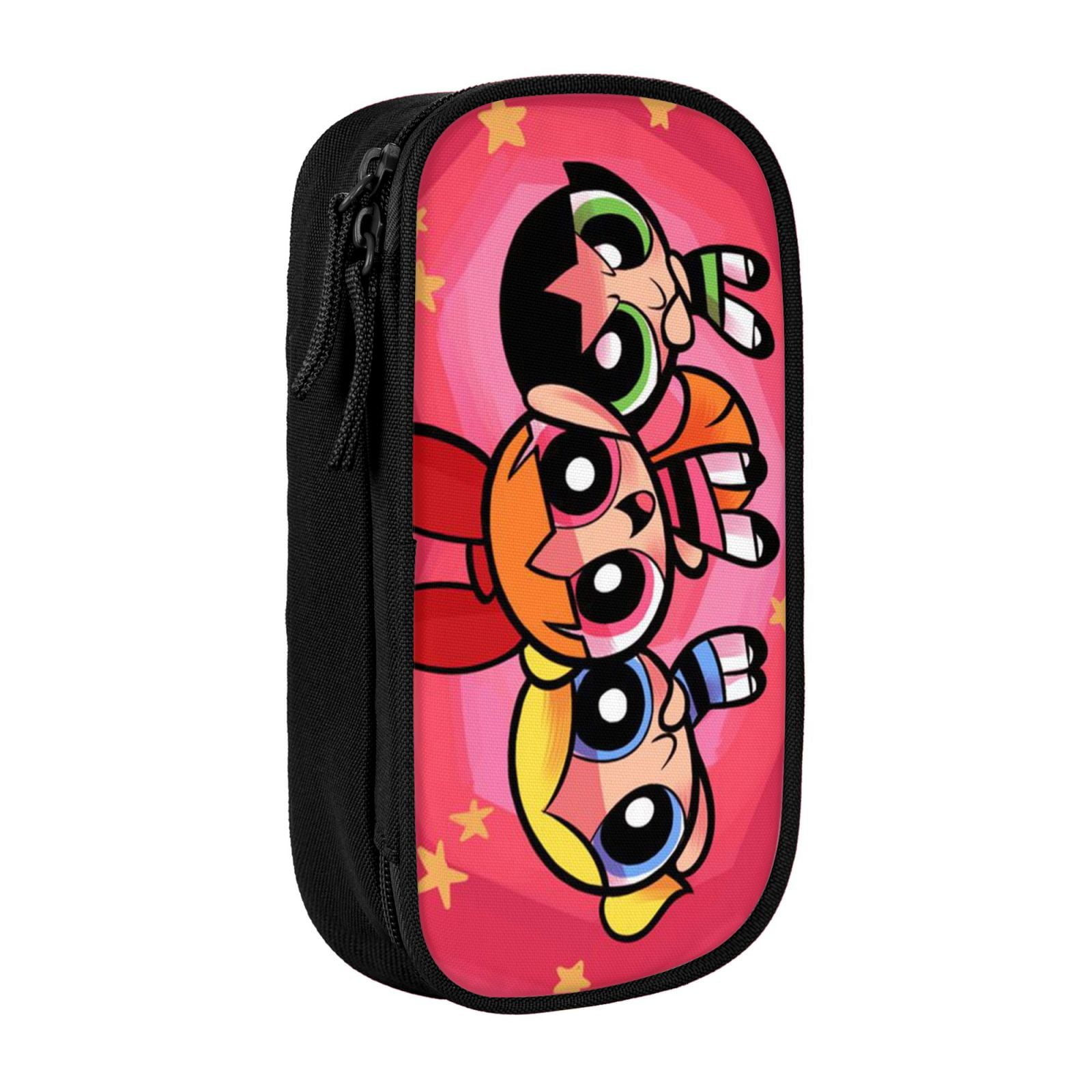 The Powerpuff Gi-rls Pencil Case Large Capacity Pencil Pouch Penbag Office Stationery Organizer Travel Makeup Bag Black