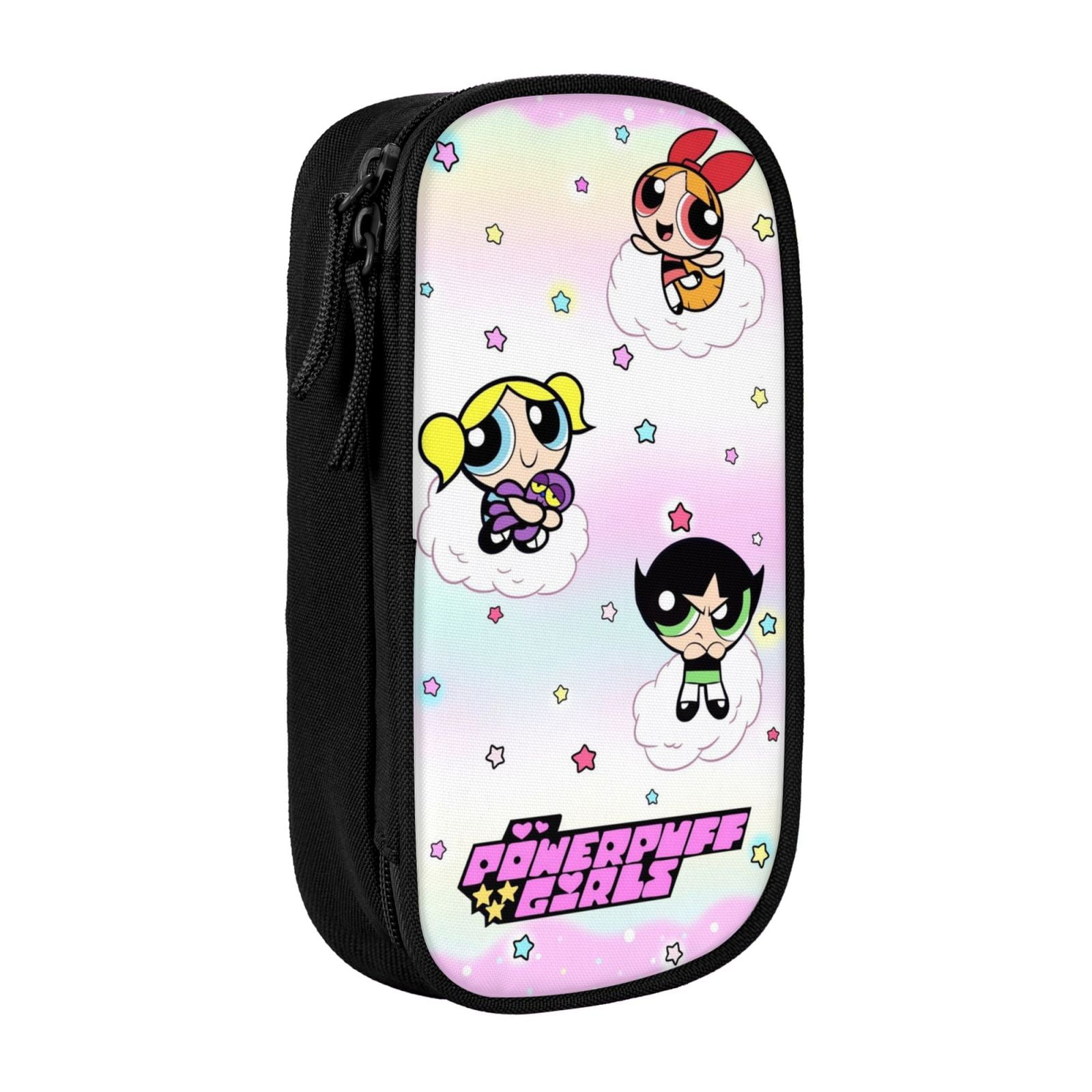 The Powerpuff Gi-rls Pencil Case Large Capacity Pencil Pouch Penbag Office Stationery Organizer Travel Makeup Bag Black