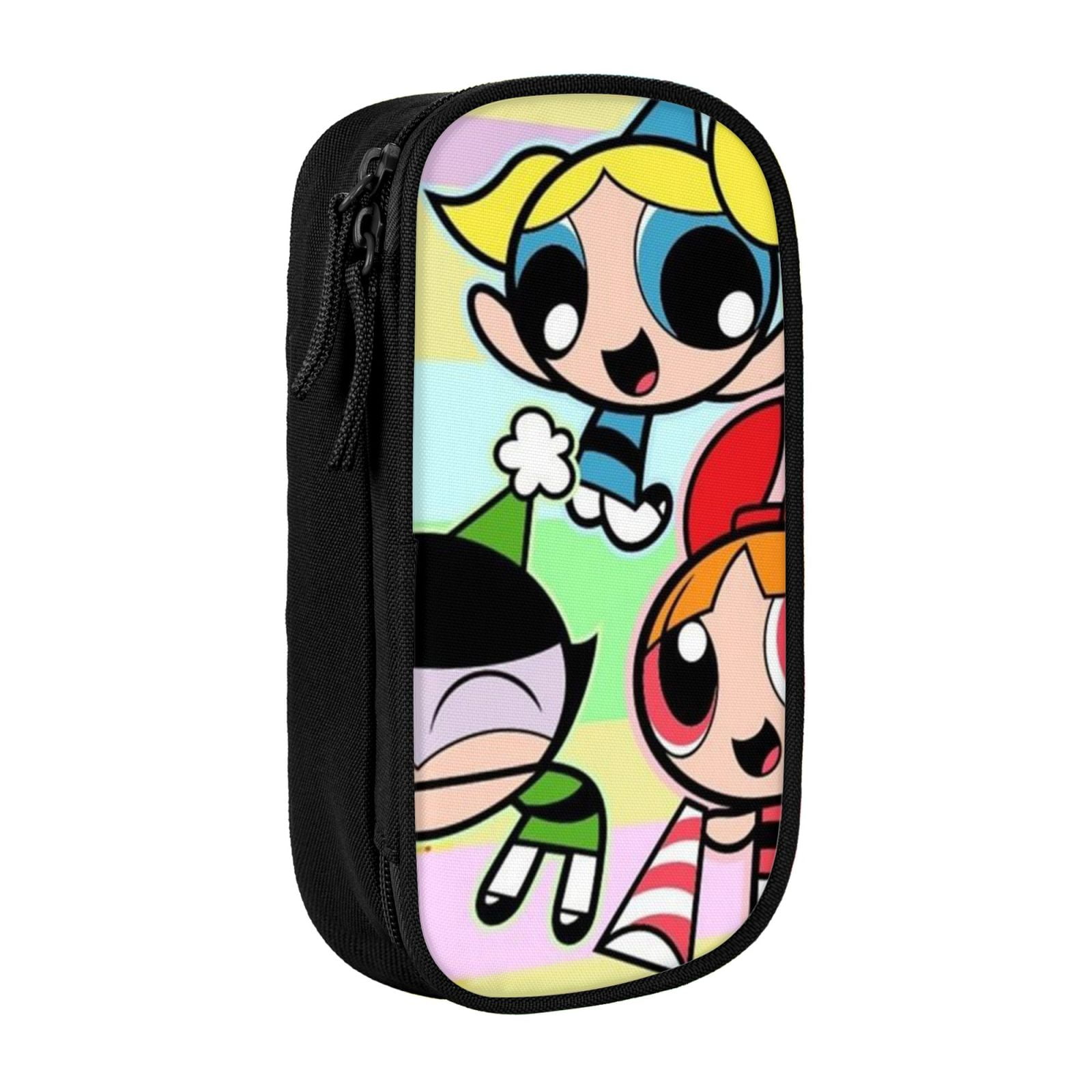 The Powerpuff Gi-rls Pencil Case Large Capacity Pencil Pouch Penbag Office Stationery Organizer Travel Makeup Bag Black