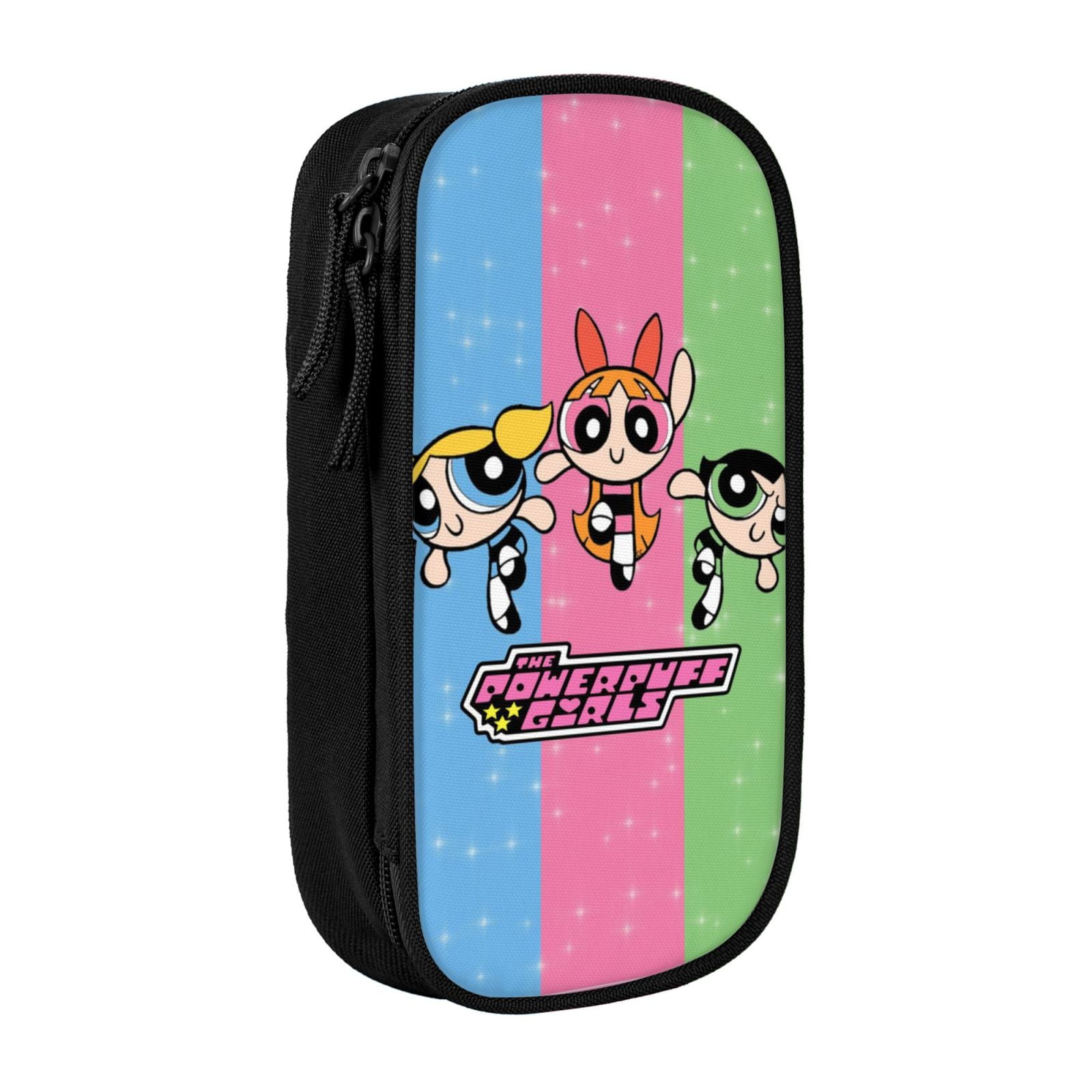 The Powerpuff Gi-rls Pencil Case Large Capacity Pencil Pouch Penbag Office Stationery Organizer Travel Makeup Bag Black