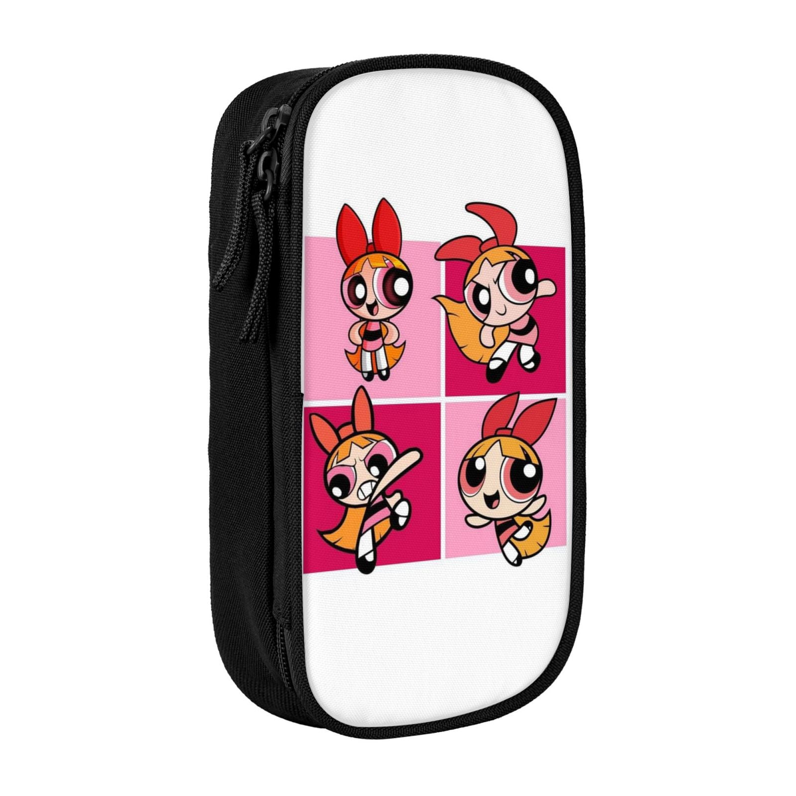 The Powerpuff Gi-rls Pencil Case Large Capacity Pencil Pouch Penbag Office Stationery Organizer Travel Makeup Bag Black