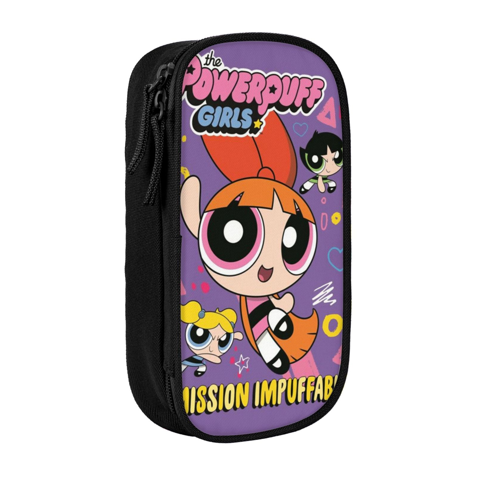 The Powerpuff Gi-rls Pencil Case Large Capacity Pencil Pouch Penbag Office Stationery Organizer Travel Makeup Bag Black