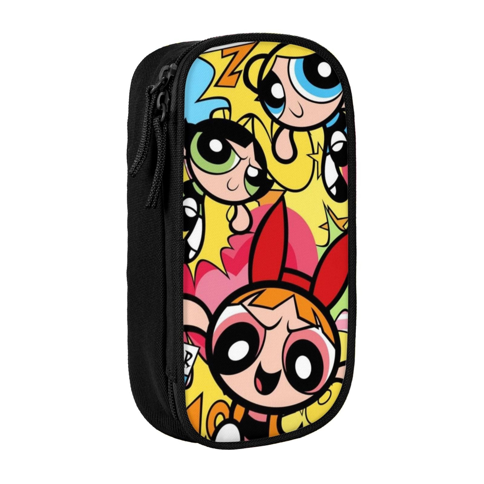 The Powerpuff Gi-rls Pencil Case Large Capacity Pencil Pouch Penbag Office Stationery Organizer Travel Makeup Bag Black