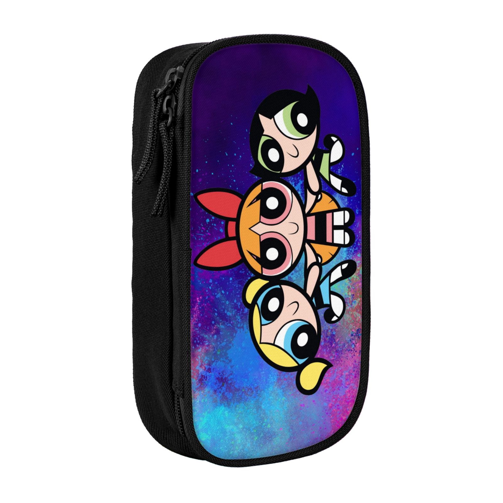 The Powerpuff Gi-rls Pencil Case Large Capacity Pencil Pouch Penbag Office Stationery Organizer Travel Makeup Bag Black