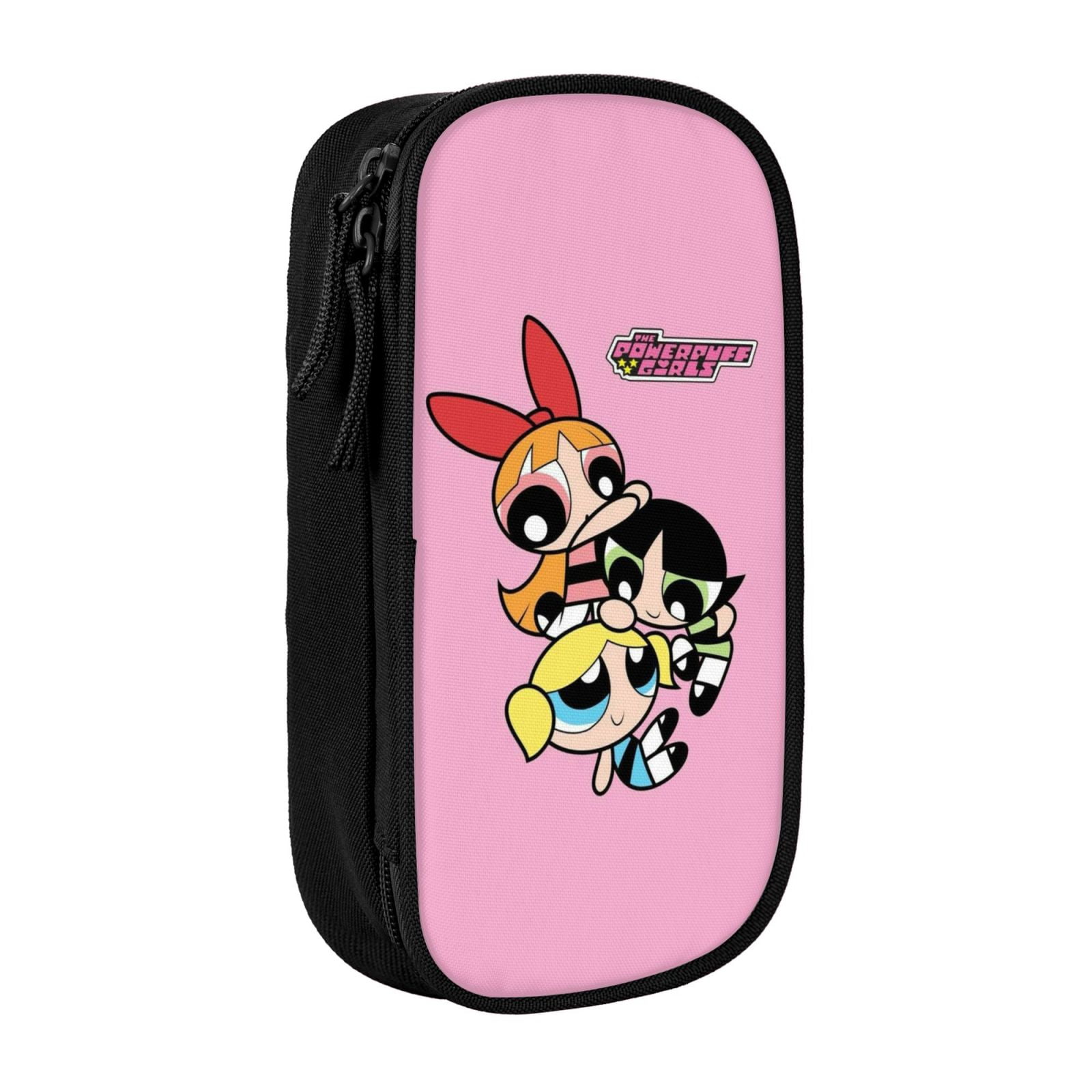 The Powerpuff Gi-rls Pencil Case Large Capacity Pencil Pouch Penbag Office Stationery Organizer Travel Makeup Bag Black