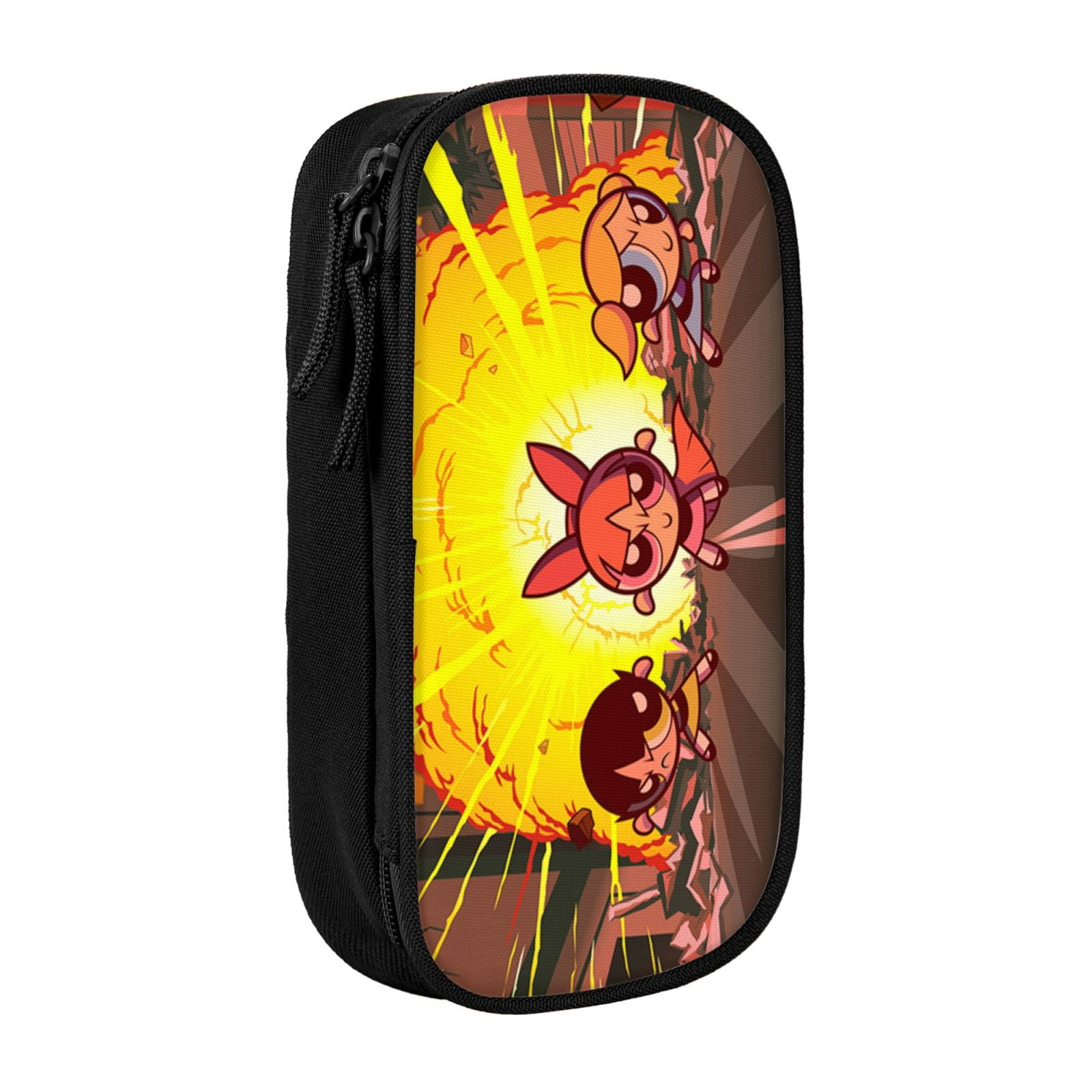 The Powerpuff Gi-rls Pencil Case Large Capacity Pencil Pouch Penbag Office Stationery Organizer Travel Makeup Bag Black
