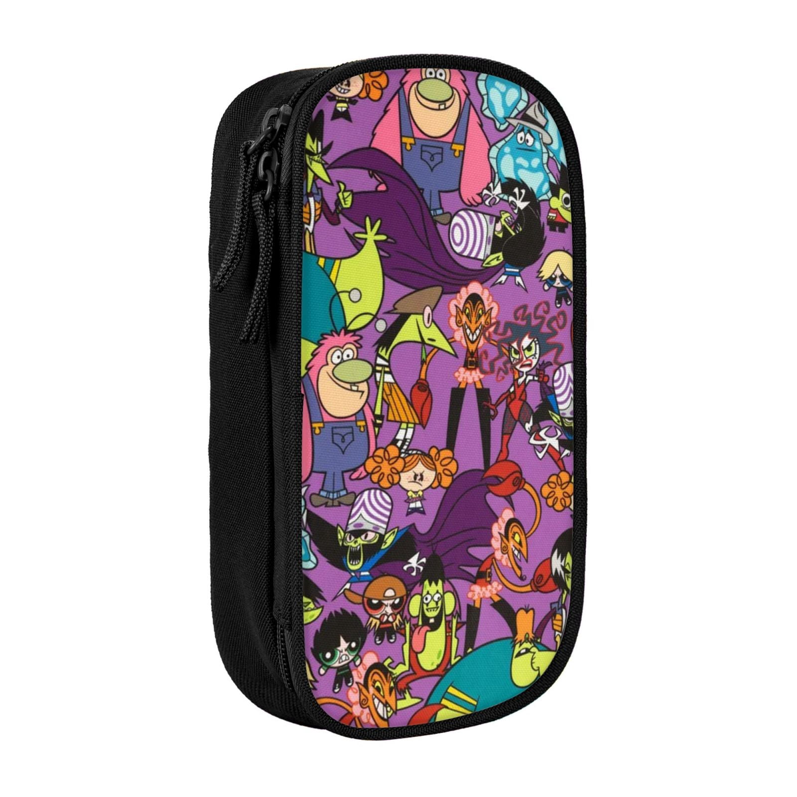 The Powerpuff Gi-rls Pencil Case Large Capacity Pencil Pouch Penbag Office Stationery Organizer Travel Makeup Bag Black
