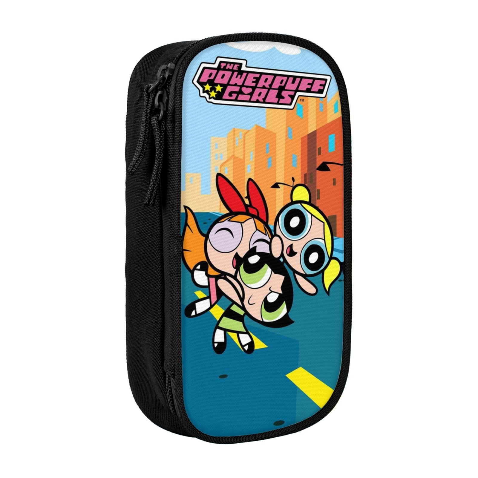 The Powerpuff Gi-rls Pencil Case Large Capacity Pencil Pouch Penbag Office Stationery Organizer Travel Makeup Bag Black