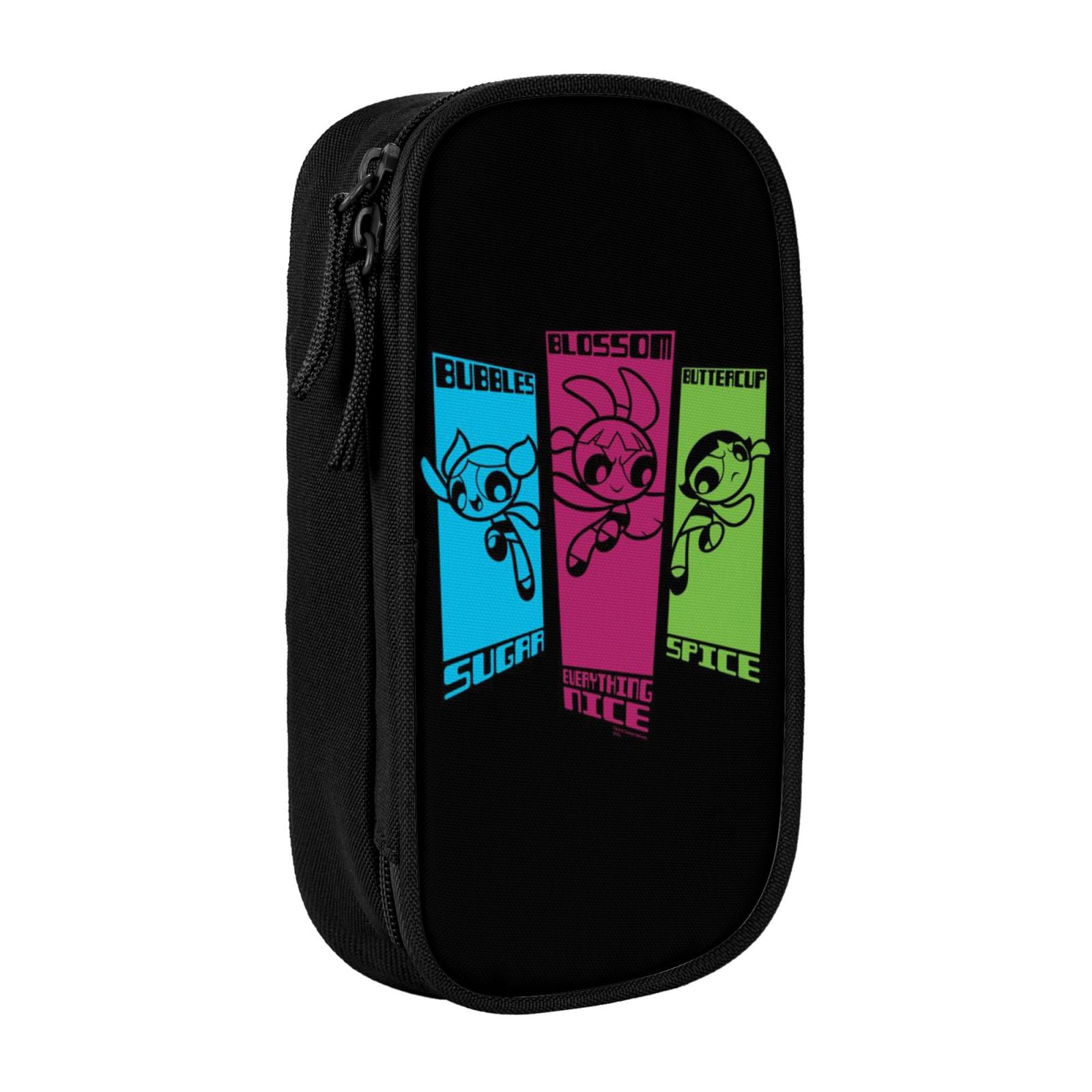 The Powerpuff Gi-rls Pencil Case Large Capacity Pencil Pouch Penbag Office Stationery Organizer Travel Makeup Bag Black