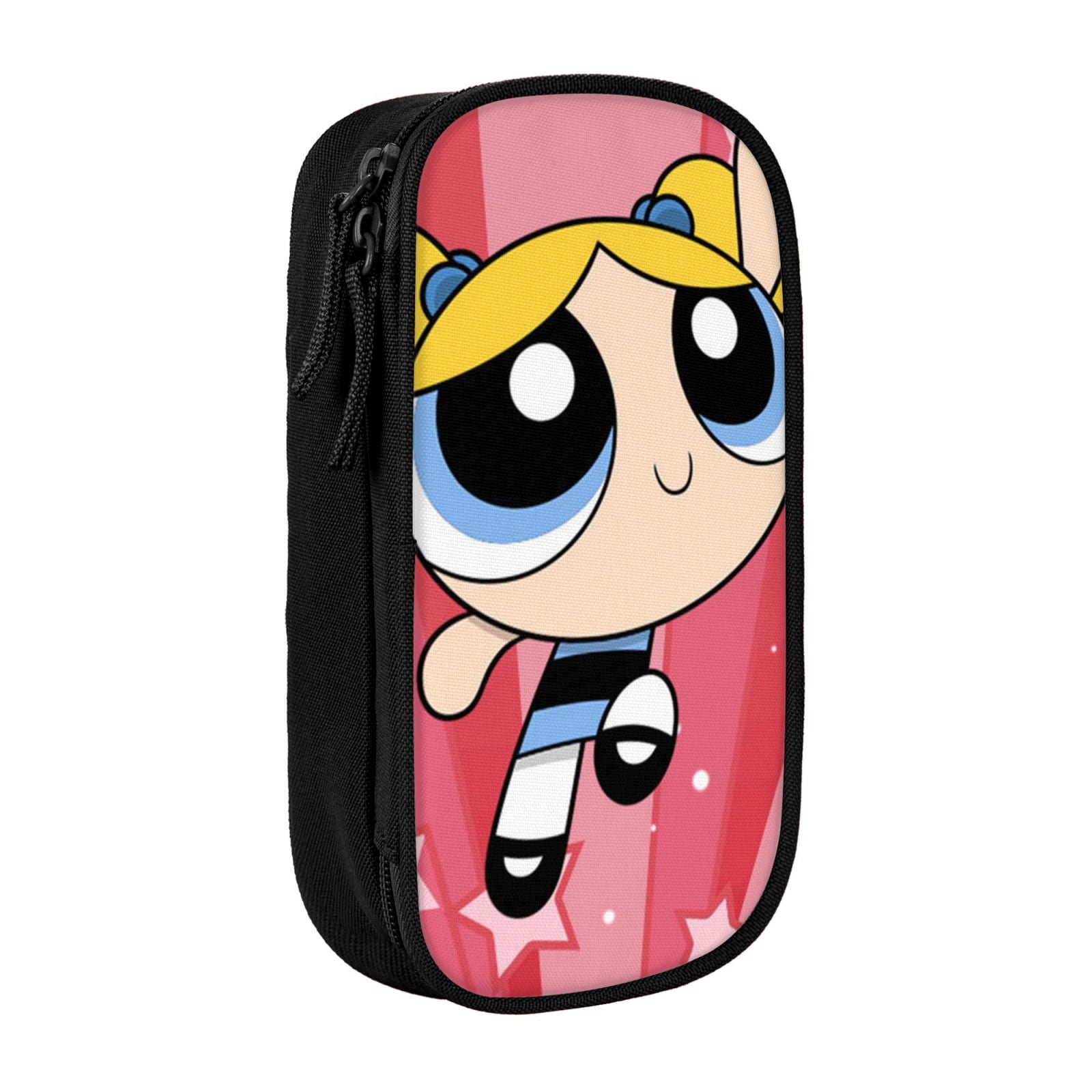 The Powerpuff Gi-rls Pencil Case Large Capacity Pencil Pouch Penbag Office Stationery Organizer Travel Makeup Bag Black