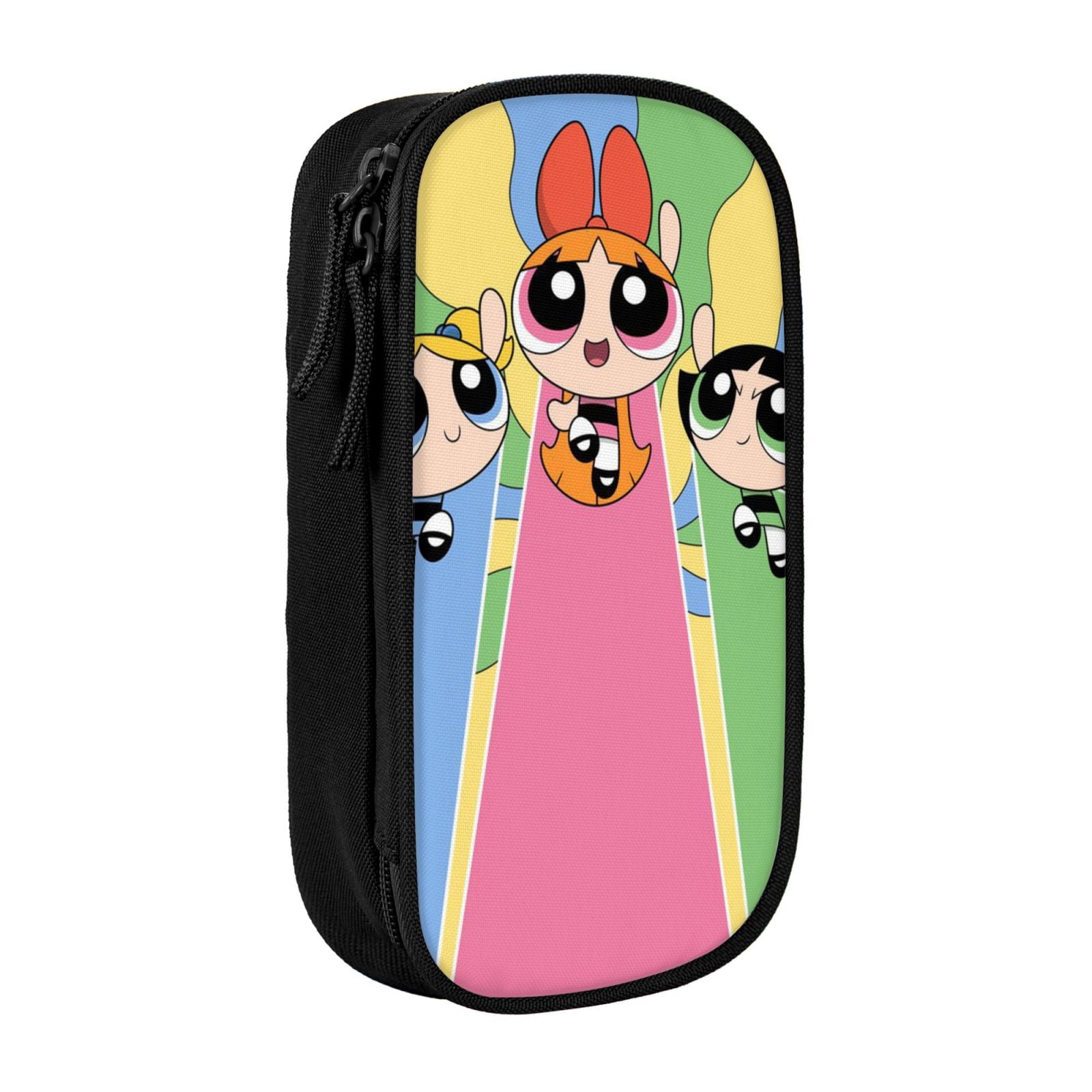 The Powerpuff Gi-rls Pencil Case Large Capacity Pencil Pouch Penbag Office Stationery Organizer Travel Makeup Bag Black