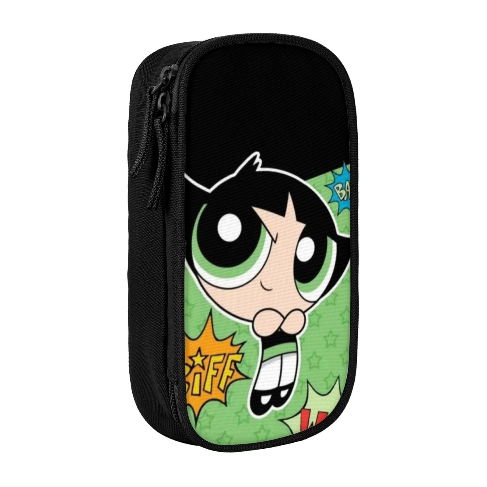 The Powerpuff Gi-rls Pencil Case Large Capacity Pencil Pouch Penbag Office Stationery Organizer Travel Makeup Bag Black