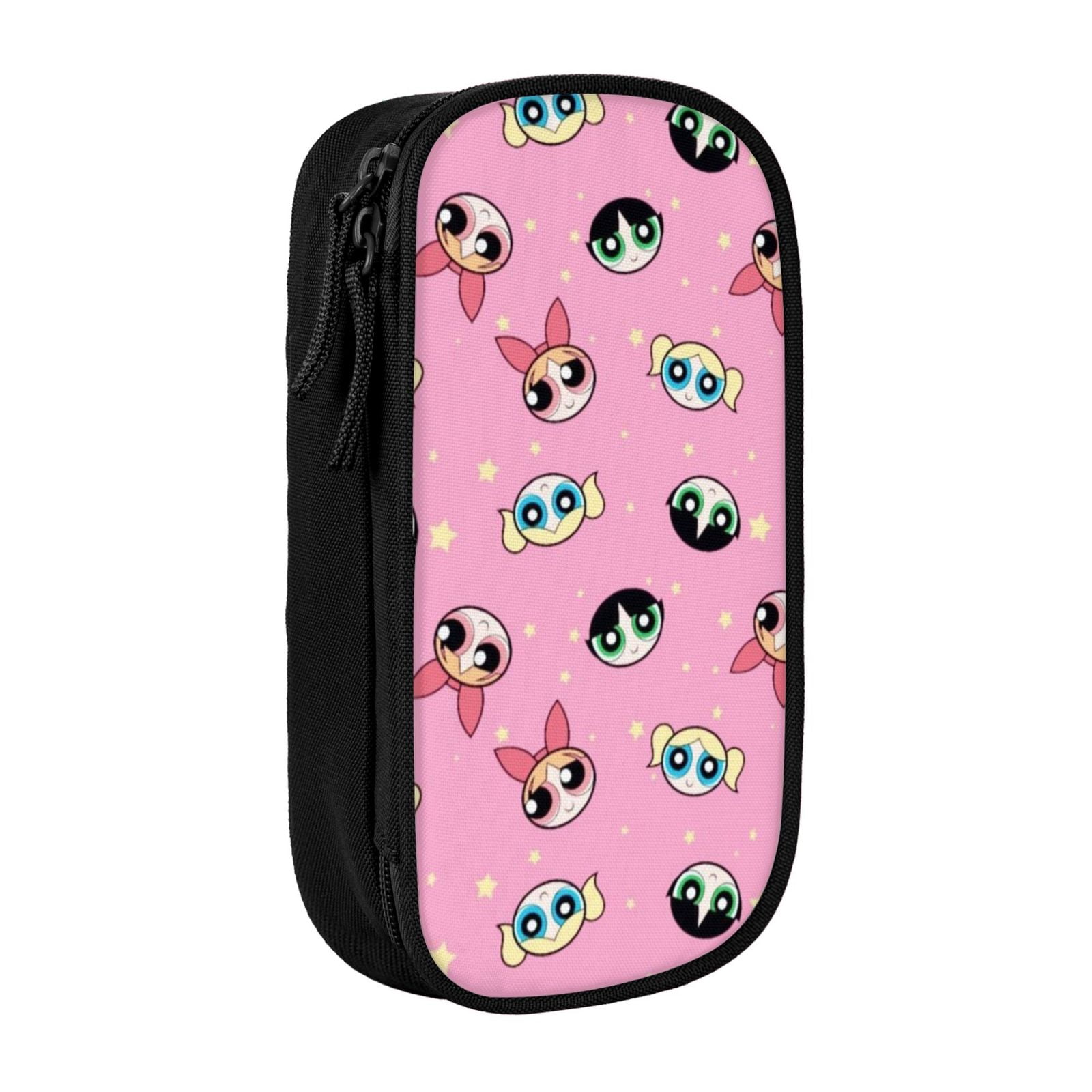 The Powerpuff Gi-rls Pencil Case Large Capacity Pencil Pouch Penbag Office Stationery Organizer Travel Makeup Bag Black
