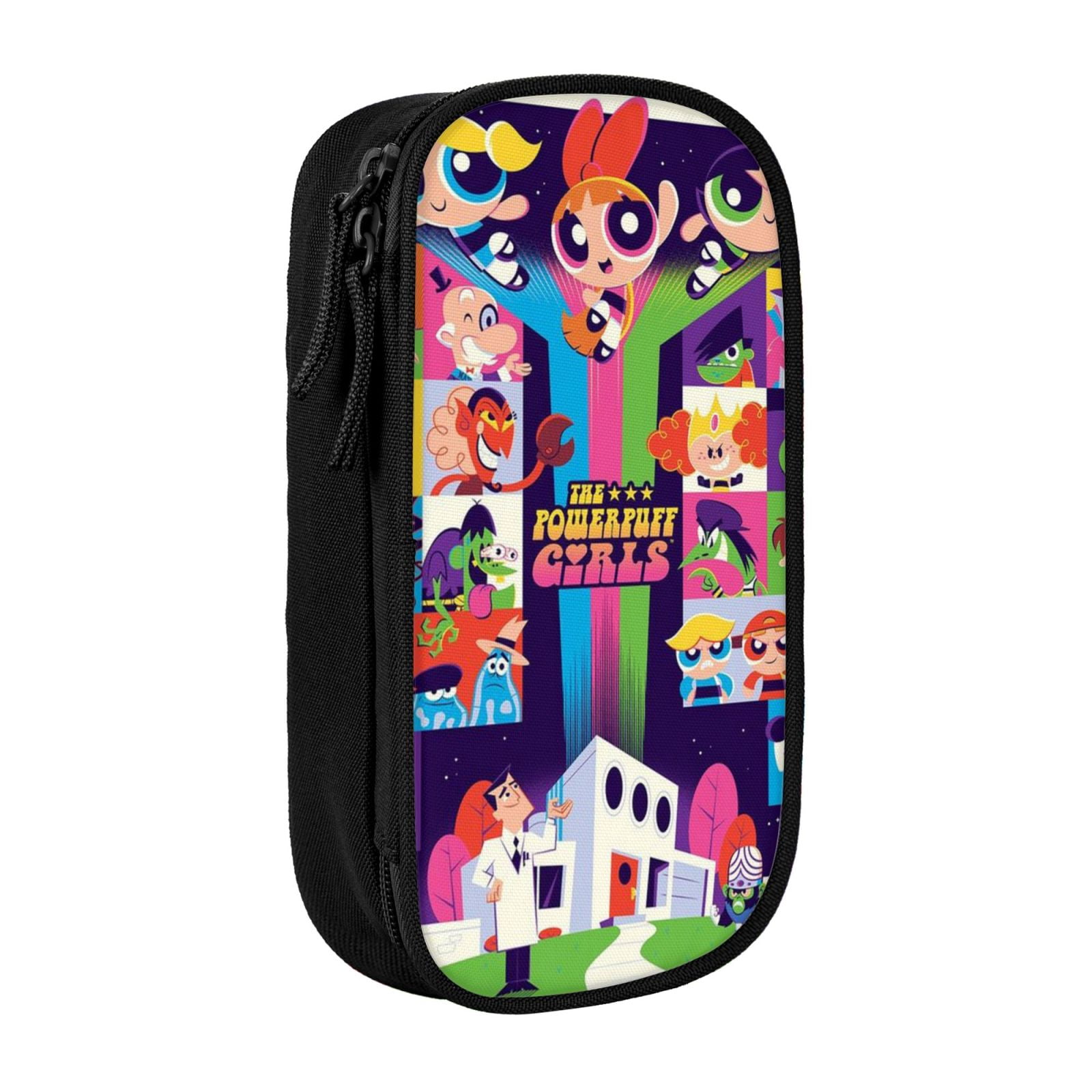 The Powerpuff Gi-rls Pencil Case Large Capacity Pencil Pouch Penbag Office Stationery Organizer Travel Makeup Bag Black