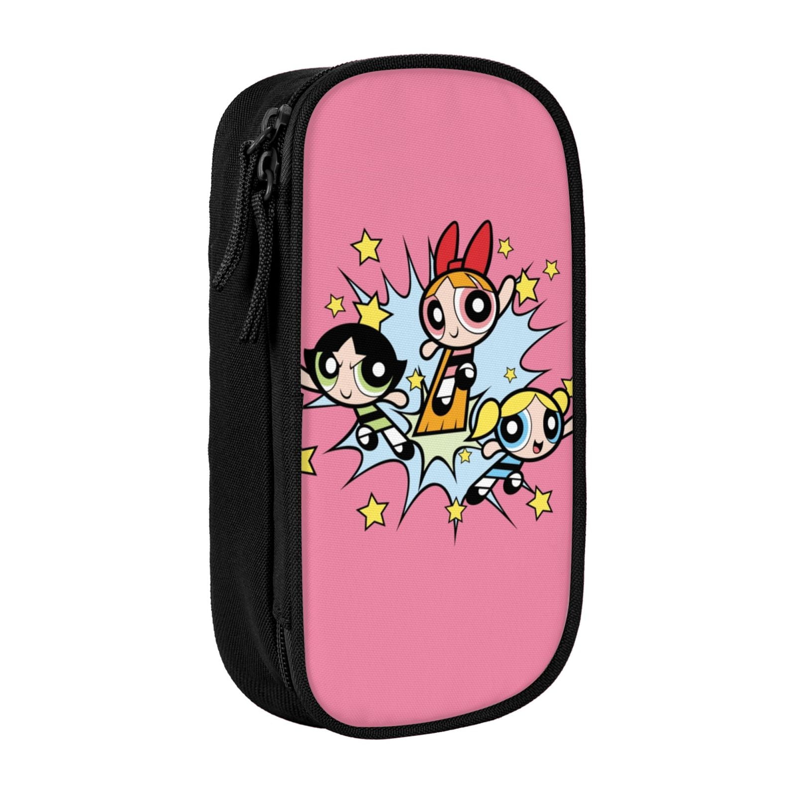The Powerpuff Gi-rls Pencil Case Large Capacity Pencil Pouch Penbag Office Stationery Organizer Travel Makeup Bag Black