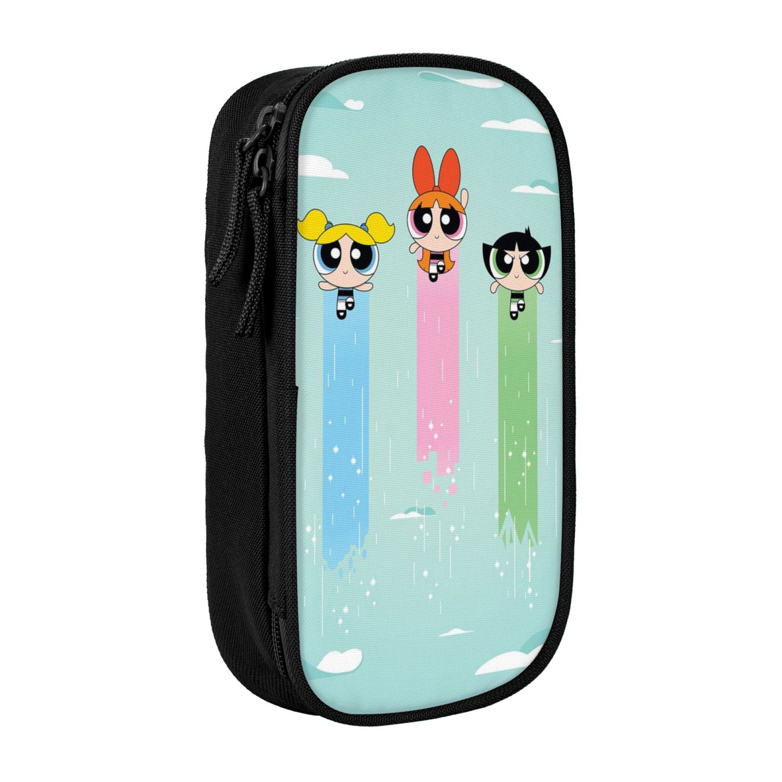 The Powerpuff Gi-rls Pencil Case Large Capacity Pencil Pouch Penbag Office Stationery Organizer Travel Makeup Bag Black