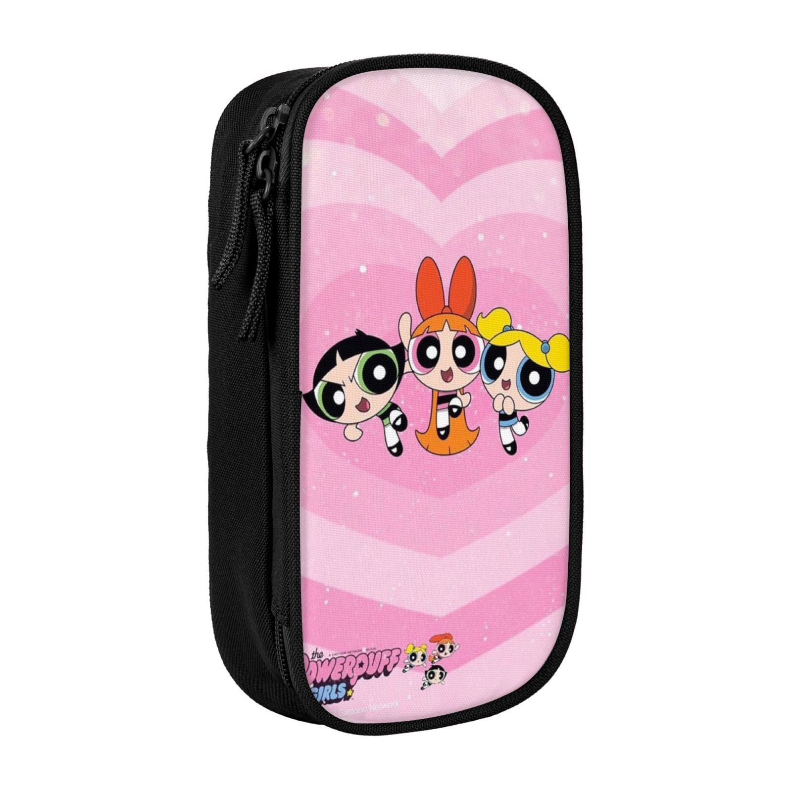 The Powerpuff Gi-rls Pencil Case Large Capacity Pencil Pouch Penbag Office Stationery Organizer Travel Makeup Bag Black