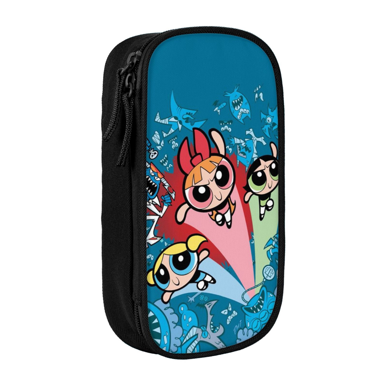 The Powerpuff Gi-rls Pencil Case Large Capacity Pencil Pouch Penbag Office Stationery Organizer Travel Makeup Bag Black