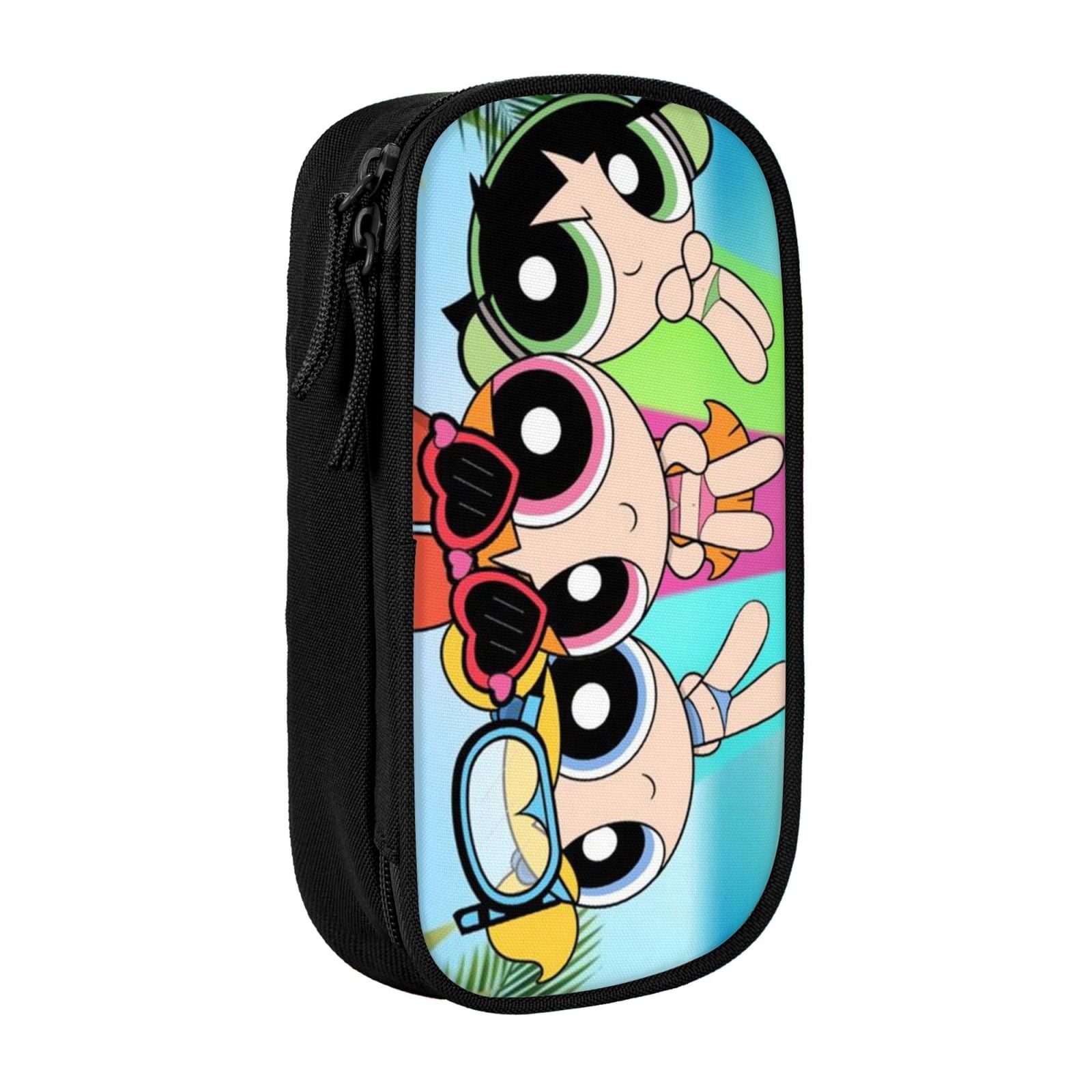 The Powerpuff Gi-rls Pencil Case Large Capacity Pencil Pouch Penbag Office Stationery Organizer Travel Makeup Bag Black