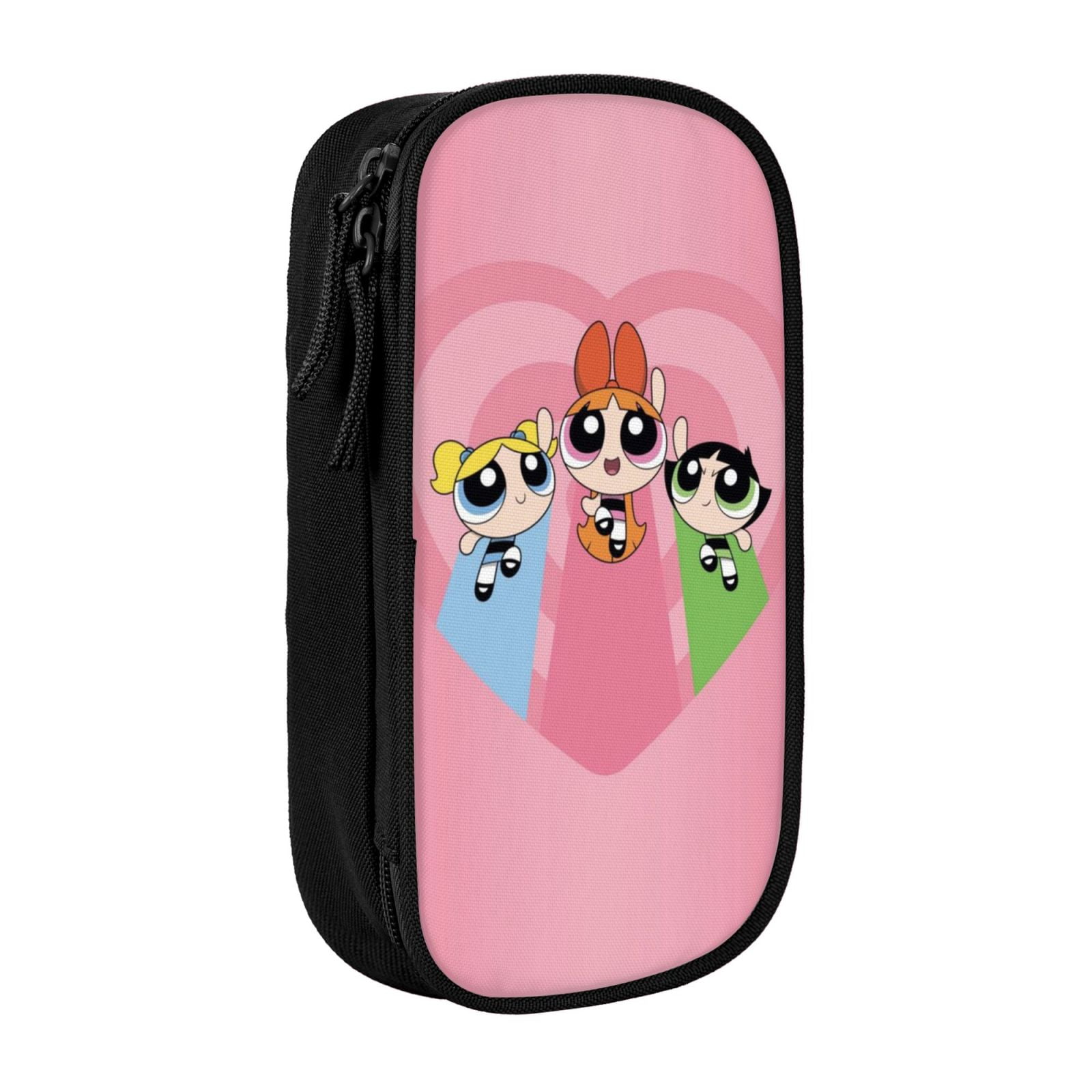The Powerpuff Gi-rls Pencil Case Large Capacity Pencil Pouch Penbag Office Stationery Organizer Travel Makeup Bag Black