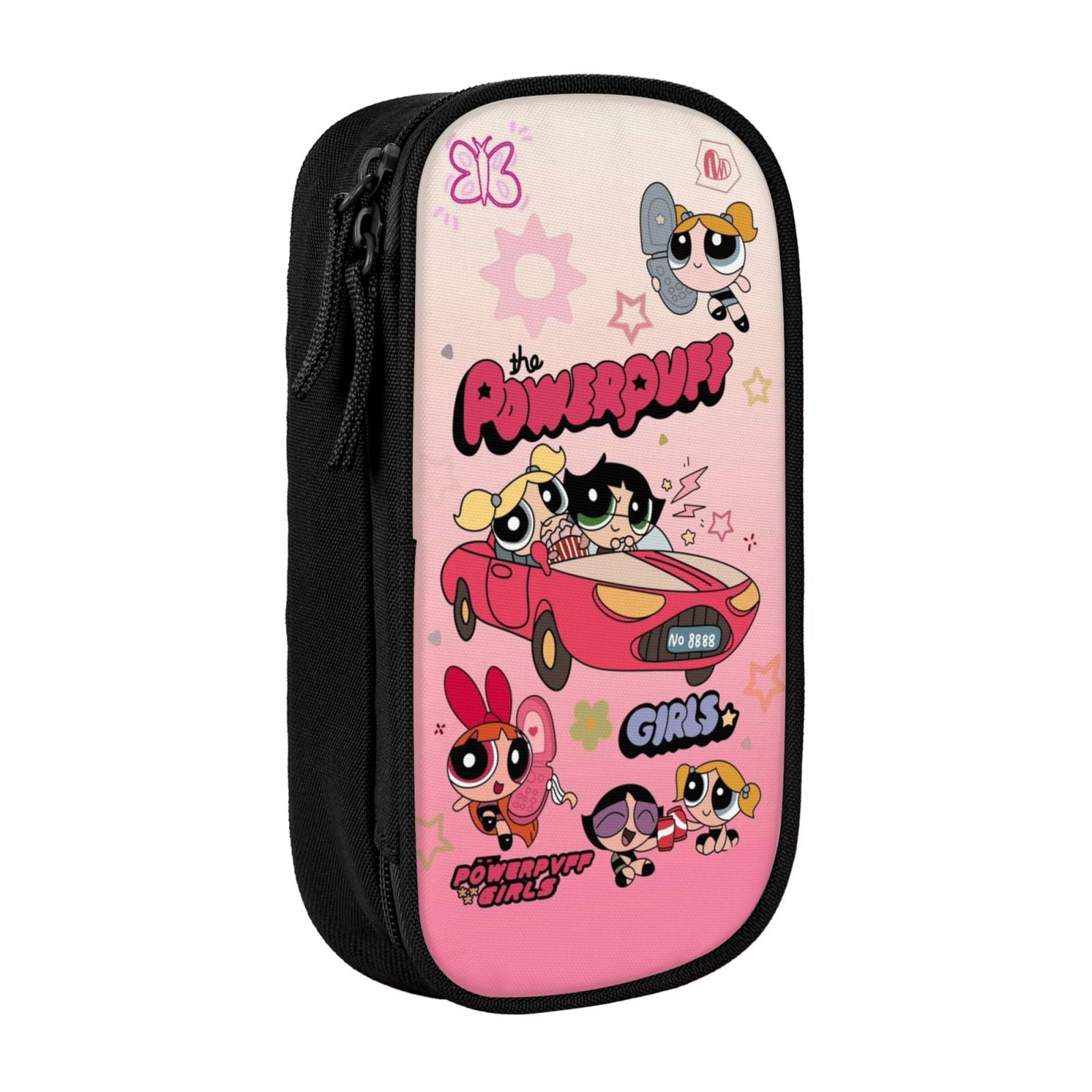 The Powerpuff Gi-rls Pencil Case Large Capacity Pencil Pouch Penbag Office Stationery Organizer Travel Makeup Bag Black