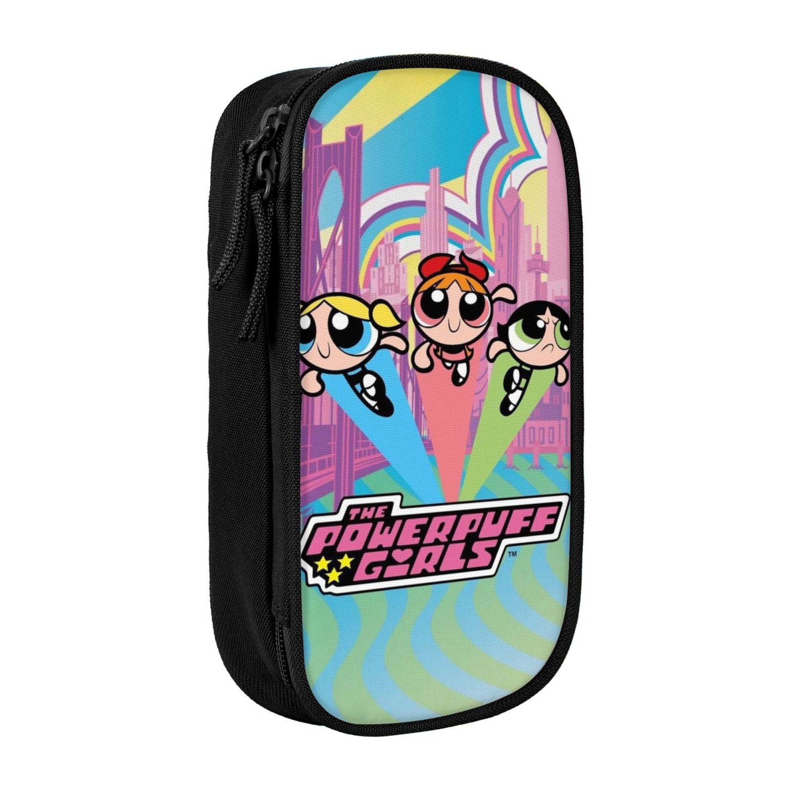The Powerpuff Gi-rls Pencil Case Large Capacity Pencil Pouch Penbag Office Stationery Organizer Travel Makeup Bag Black