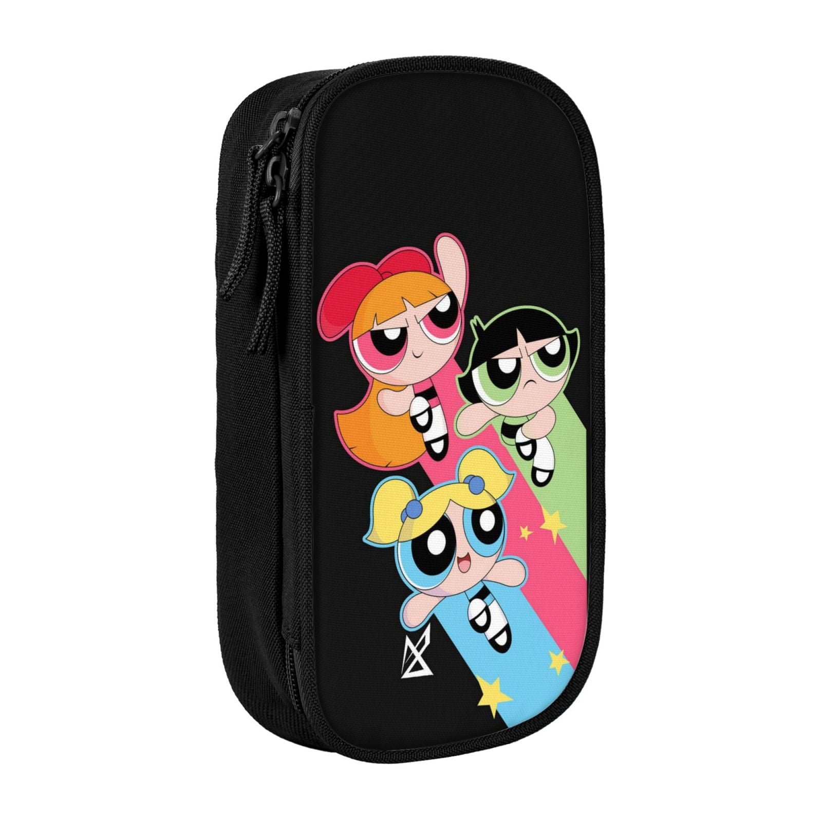 The Powerpuff Gi-rls Pencil Case Large Capacity Pencil Pouch Penbag Office Stationery Organizer Travel Makeup Bag Black