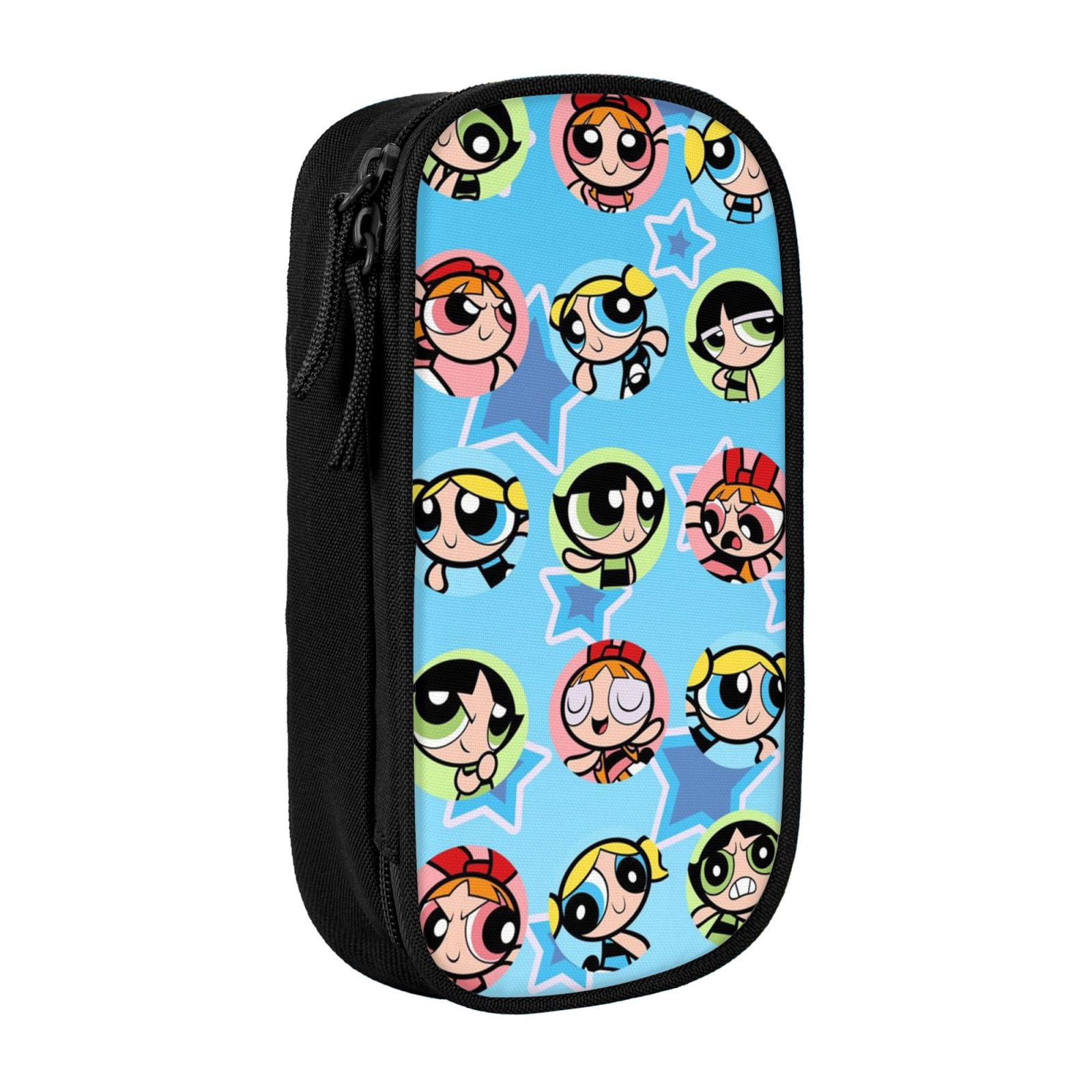 The Powerpuff Gi-rls Pencil Case Large Capacity Pencil Pouch Penbag Office Stationery Organizer Travel Makeup Bag Black