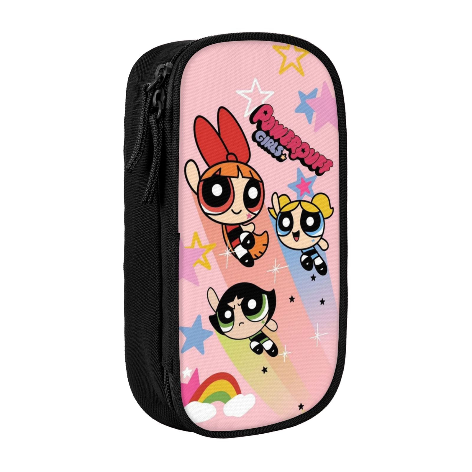 The Powerpuff Gi-rls Pencil Case Large Capacity Pencil Pouch Penbag Office Stationery Organizer Travel Makeup Bag Black