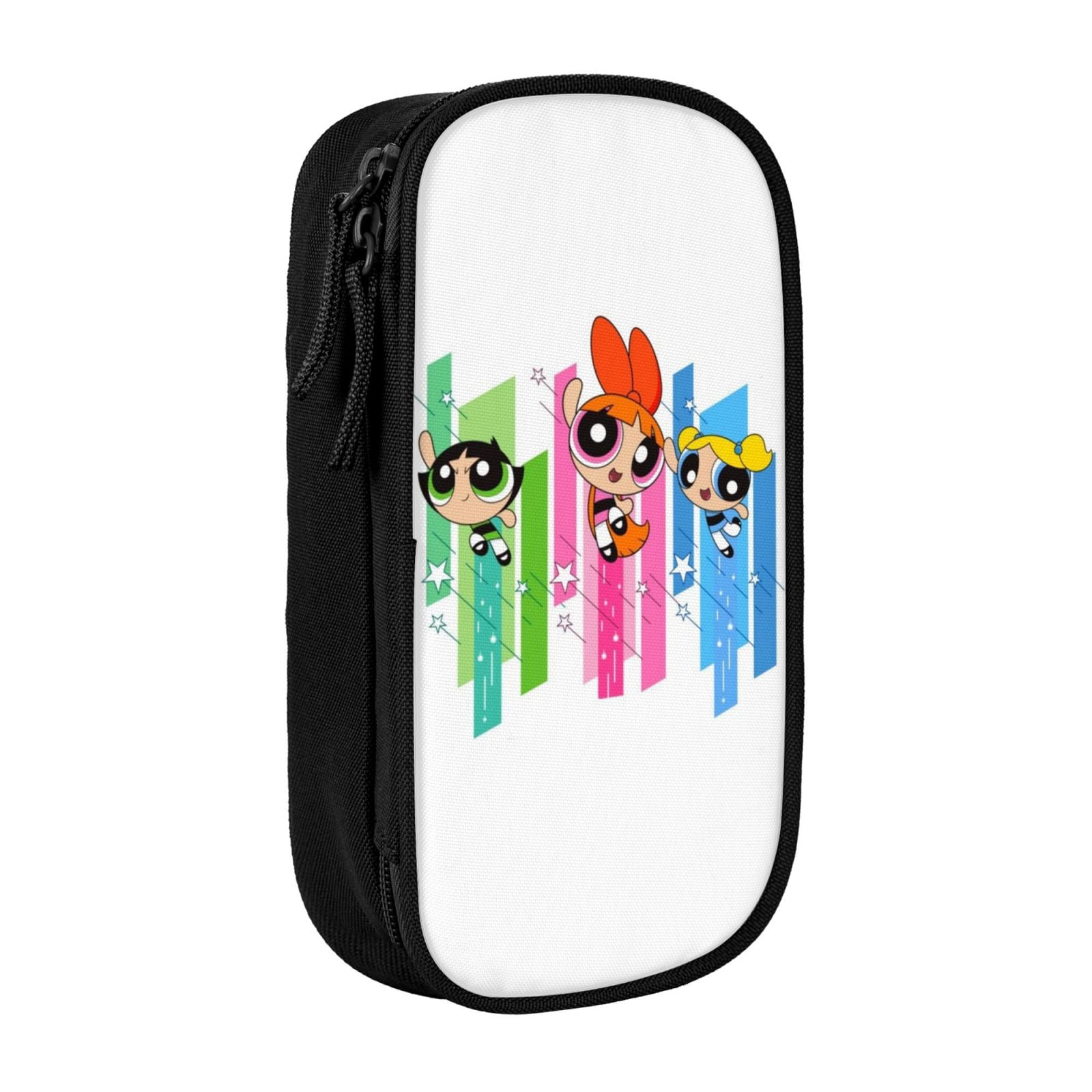The Powerpuff Gi-rls Pencil Case Large Capacity Pencil Pouch Penbag Office Stationery Organizer Travel Makeup Bag Black