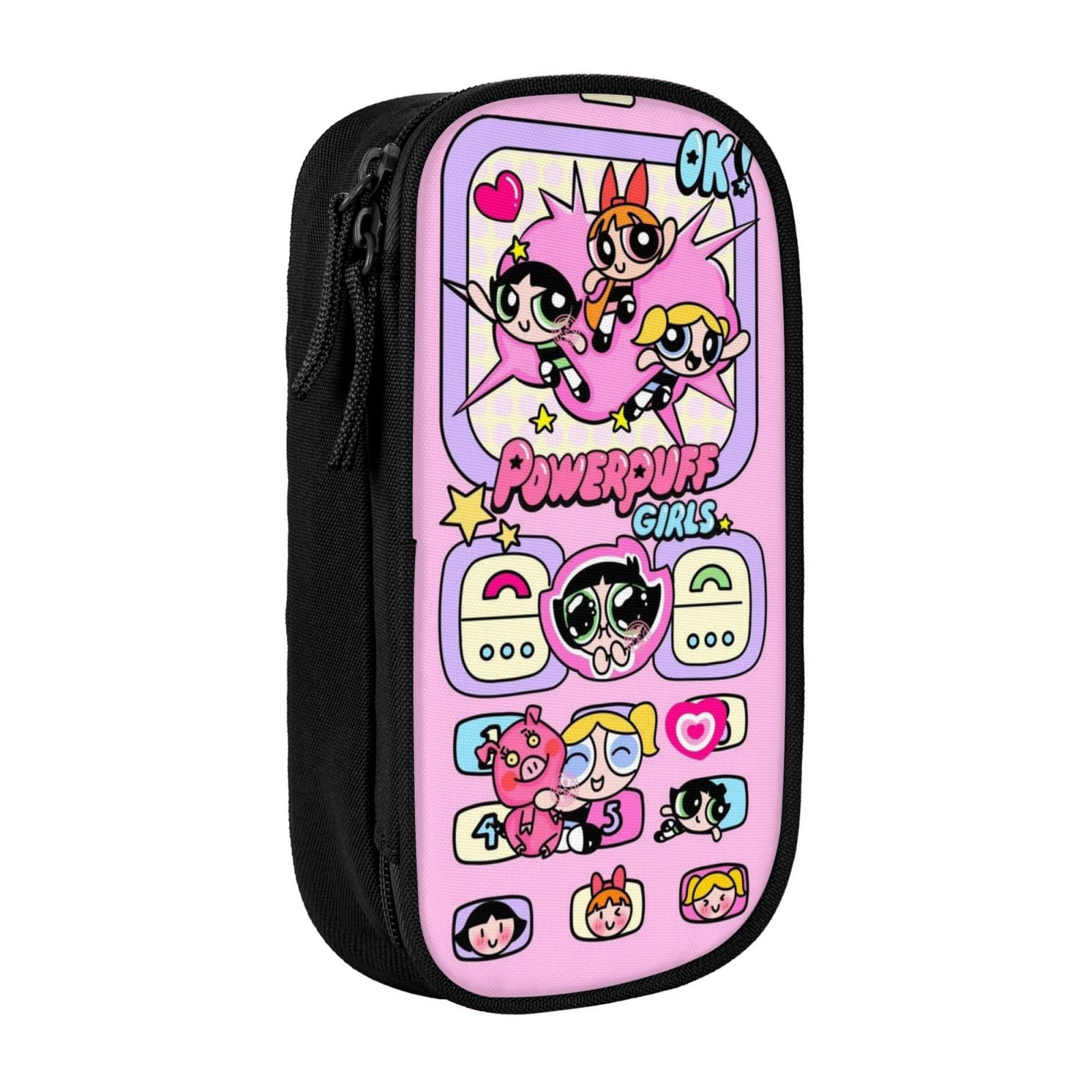 The Powerpuff Gi-rls Pencil Case Large Capacity Pencil Pouch Penbag Office Stationery Organizer Travel Makeup Bag Black