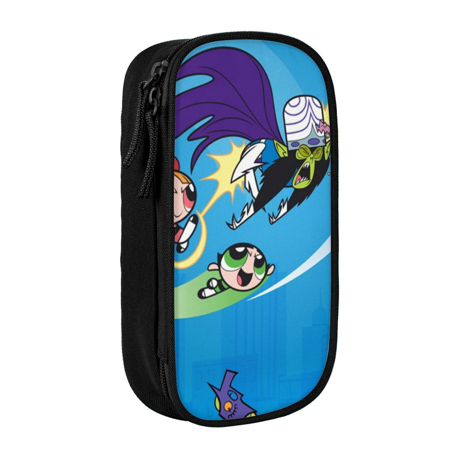 The Powerpuff Gi-rls Pencil Case Large Capacity Pencil Pouch Penbag Office Stationery Organizer Travel Makeup Bag Black